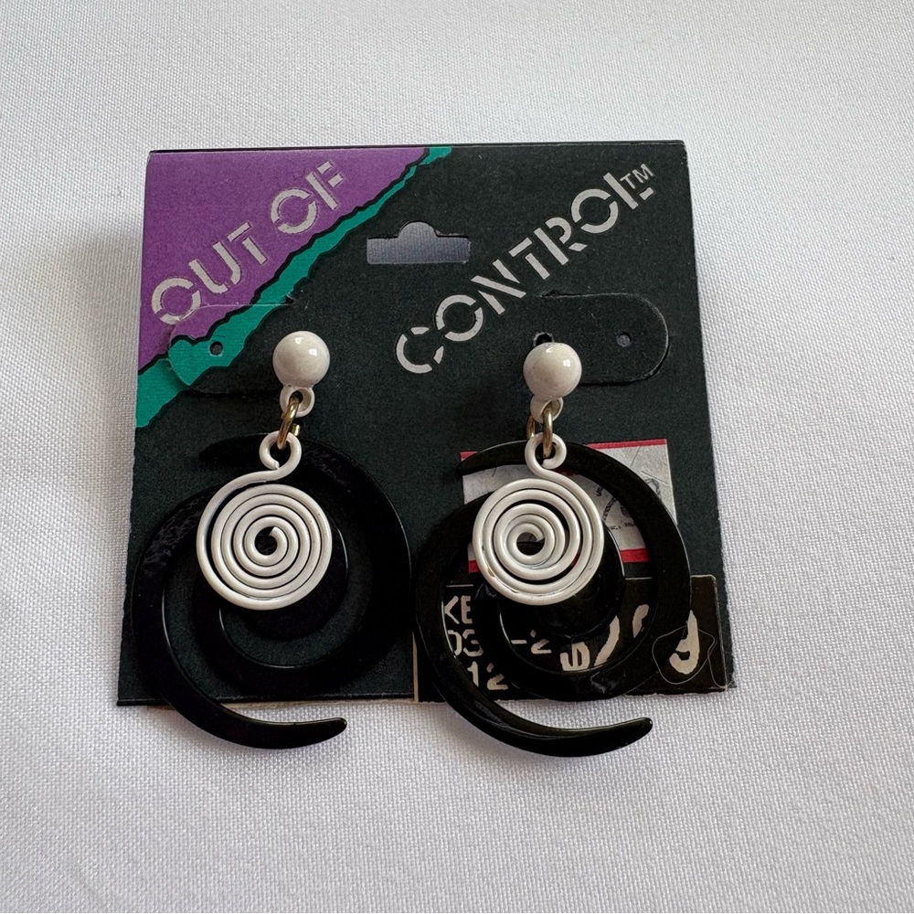 Black and White Spiral Earrings